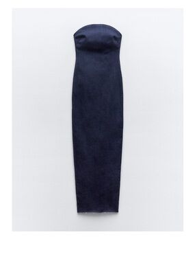 Zara ZW strapless blue denim bodycon dress